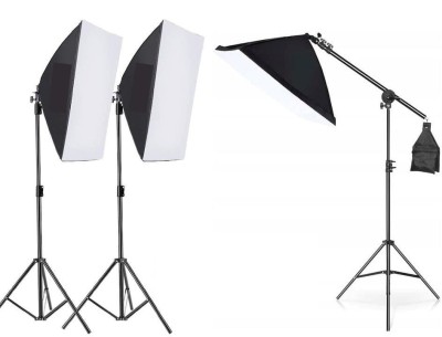 Kit 3 softbox soclu pentru bec e27 , cu macara, Fara becuri, Negru foto