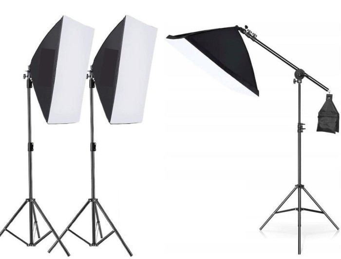 Kit 3 softbox soclu pentru bec e27 , cu macara, Fara becuri, Negru