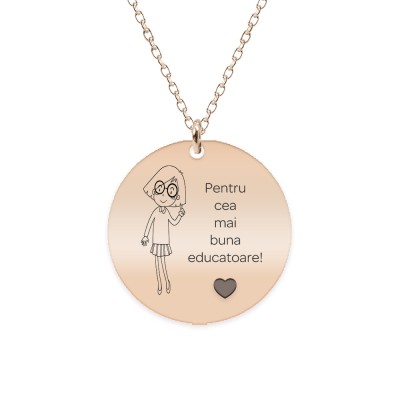 Charlotte - Colier personalizat educatoare din argint 925 placat cu aur roz foto