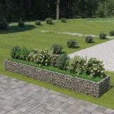 Cumpara ieftin Strat Inaltat Gabion Gossi 450x90x50cm Otel Galvanizat, Ghiveci Gradina Bordura Pietre, Argintiu