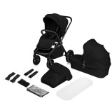 Carucior 2 in 1 Lionelo Mika Plus Black Onyx, landou si sport, pana la 22 kg