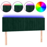 Cumpara ieftin Tablie de pat cu LED, verde inchis, 144x5x78/88 cm, catifea