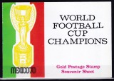 DB1 Sport CM Fotbal Mexic 1970 Ras al Khaima Folder special cu SS folie Aur MNH Tiraj 2000 4 poze, Nestampilat