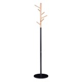 Cumpara ieftin Cuier haine tip pom Marianna metal negru - culoare lemn natural D37x169cm