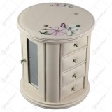 Cutie bijuterii rotunda din piele ecologica 18&times;20 CM Rose flower