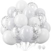 Set 10 baloane din latex, flippy, model party, 30 cm, 5x alb, 5x transparent confetti, 2.8 g