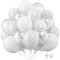 Set 10 baloane din latex, flippy, model party, 30 cm, 5x alb, 5x transparent confetti, 2.8 g