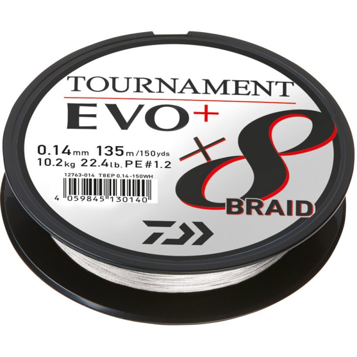 Fir Daiwa Tournament 8X Braid Evo+ White 0.10mm / 6.7kg / 135m