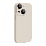 Lemontti Husa Liquid Silicon MagCharge iPhone 15 Bej (protectie 360&deg;, material fin, captusit cu microfibra)