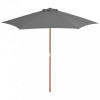 Umbrelă de soare de exterior, st&acirc;lp din lemn, antracit, 270 cm, vidaXL