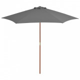 Umbrelă de soare de exterior, st&acirc;lp din lemn, antracit, 270 cm, vidaXL