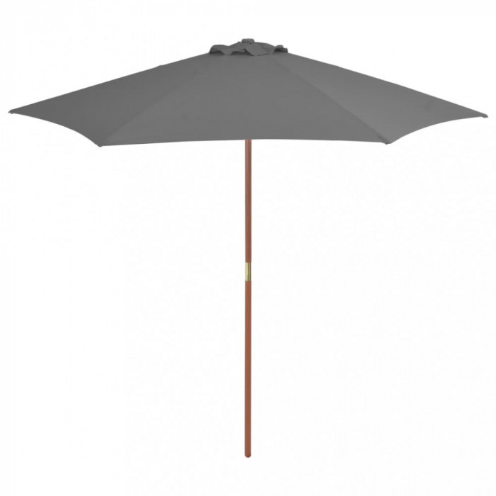 Umbrelă de soare de exterior, st&acirc;lp din lemn, antracit, 270 cm