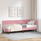 vidaXL Cadru de pat colțar cu saltea Roz 80 x 200 cm Catifea
