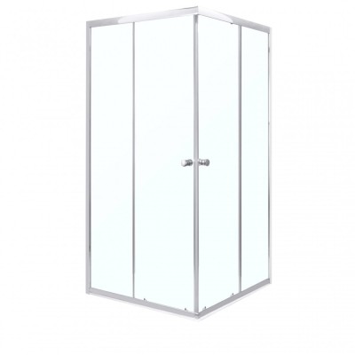 Cabină de duș pătrată Olga SQ 80x80 cm fără cădiță de duș - profil cromat, sticlă transparentă foto