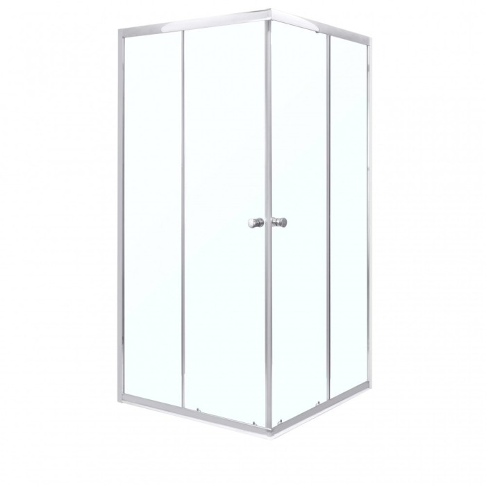 Cabină de duș pătrată Olga SQ 80x80 cm fără cădiță de duș - profil cromat, sticlă transparentă