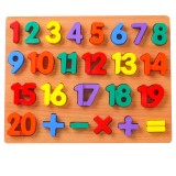 Puzzle incastru din lemn cu litere mici, litere mari, cifre, forme, cifre 1-20, 3D
