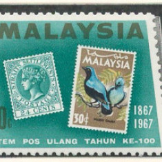Malaezia 1967 Mi 47/49 MNH - 100 de ani de timbre