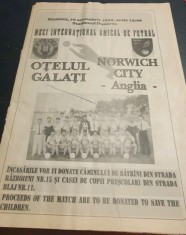 Program meci fotbal Otelul Galati-Norwich City, 10 oct 1992, 16 pagini