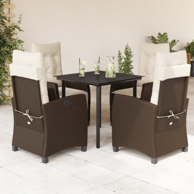 vidaXL Set mobilier de grădină, 5 piese, cu perne, maro, poliratan foto