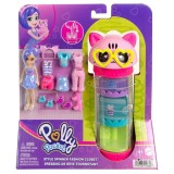 Mini papusa fashion cu haine de schimb si pantofi Polly Pocket, HKW07