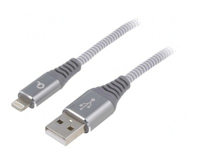 Cablu USB 2.0 Apple Lightning 1m Gri foto