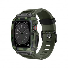 Husa si Curea Compatibile cu Apple Watch 4 / 5 / 6 / SE / SE 2 / 7 / 8 / 9 (44mm / 45mm) Lito RuggedArmor (LS001) Green