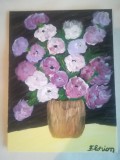 TABLOU PE PANZA CU SASIU NOU 30 X 40 CM VAS CU FLORI