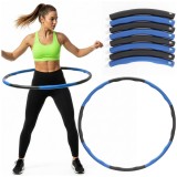 Cerc Hula Hoop fitness pliabil, reglabil 67-88 cm, 1 kg, gri-albastru