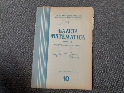GAZETA MATEMATICA NR 10/1969 foto