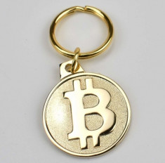 Breloc pentru chei, model Bitcoin, 25 mm - Auriu foto