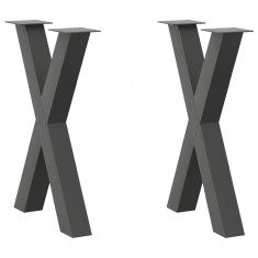 vidaXL Picioare de masă &icirc;n formă de X, 2 buc., antracit, 50x(72-73) cm, oțel