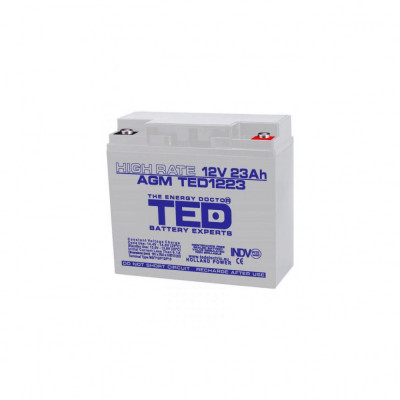 Acumulator AGM VRLA 12V 23A High Rate 181mm x 76mm x h 167mm M5 TED Battery Expert Holland TED003362 (2) foto