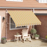 vidaXL Copertină retractabilă manual, dungi galben și albastru, 300 cm 43228