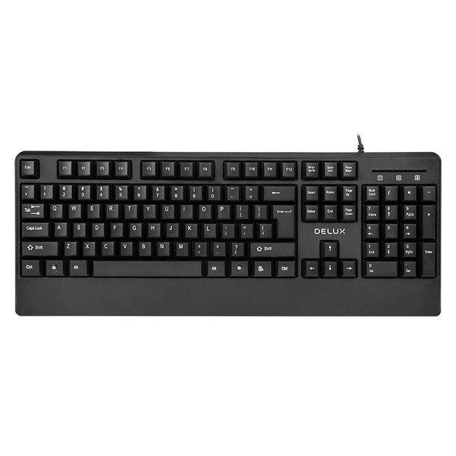 TASTATURA DELUX, cu fir, 104 taste, format standard, USB, negru, &quot;K6700U-BK&quot;