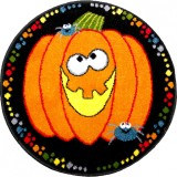 Cumpara ieftin Covor Rotund Camera Copii Model Dovleac Halloween 11090-180, Marime 67 x 67 cm, Portocaliu, Negru, Inaltime Fir 9 mm, Antialergic, Polipropilena, Grad, KOLIBRI
