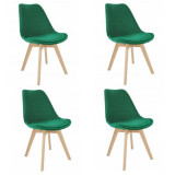 Set 4 scaune bucatarie/living, lemn, catifea, verde, 49x60x82 cm, Bari GartenVIP DiyLine, Jumi