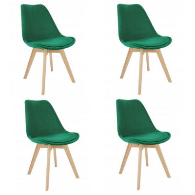 Scaune stil scandinav, lemn, catifea, verde, set 4 buc, 49x60x82 cm, Bari GartenVIP DiyLine foto