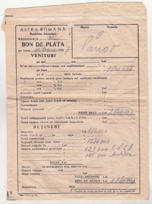 bnk div Astra Romana - 1947 - plic Bon de plata foto