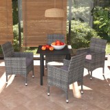 vidaXL Set mobilier de grădină cu perne, 5 piese, gri, poliratan 3094980