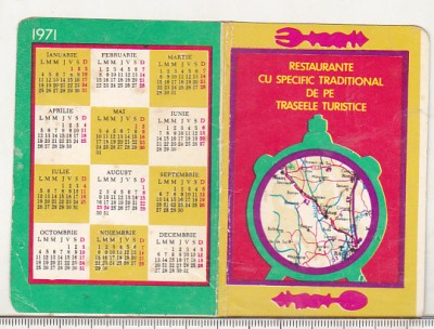 bnk cld Calendar de buzunar 1971 - Restaurante cu specific traditional foto