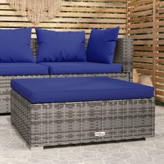 vidaXL Suport picioare de grădină cu pernă,gri,70x70x30 cm ,poliratan 317569
