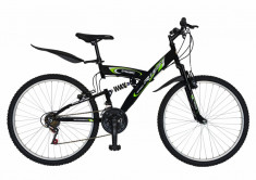 Bicicleta MTB HT 26 FIVE Falcon cadru otel culoare negru verde foto