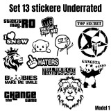 Set 13 Stickere Underrated pentru Masina , Funny, Drift si Tuning Pack
