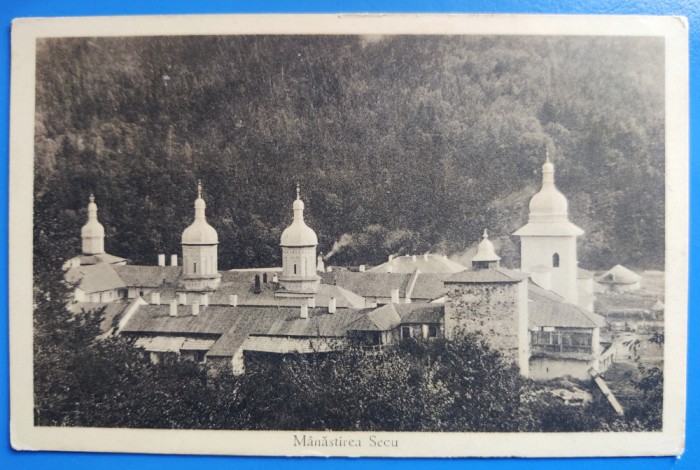 Neamt - Manastirea Secu - 1927 - printata, circulata, timbre