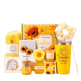 Set cadou, pentru femei, Sunflower, 10 piese, galben, pentru relaxare si momente de rasfat, elegant si practic