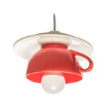 Cumpara ieftin Pendul Deco Republic &bdquo;Afternoon tea&rdquo; E27, 1x60W, bol + farfurie ceramica, rosu