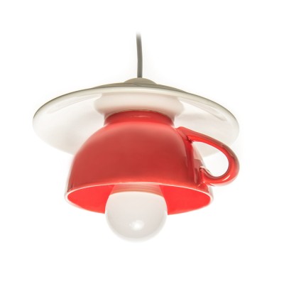 Pendul Deco Republic &amp;bdquo;Afternoon tea&amp;rdquo; E27, 1x60W, bol + farfurie ceramica, rosu foto