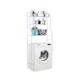 Dulap Baie Suport Masina de Spalat Leziter LMA-01 Alb Metal 3 Rafturi Organizator 158x68x26 cm