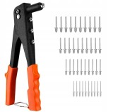 Cleste Popnit Manual cu 4 Capete + 60 Nituri (2.4, 3.2, 4, 4.8mm), Negru/Portocaliu, Otel, Prindere Ergonomica, Oem