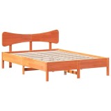 Cumpara ieftin Cadru pat fara saltea, maro ceruit, 135x190 cm, lemn masiv pin